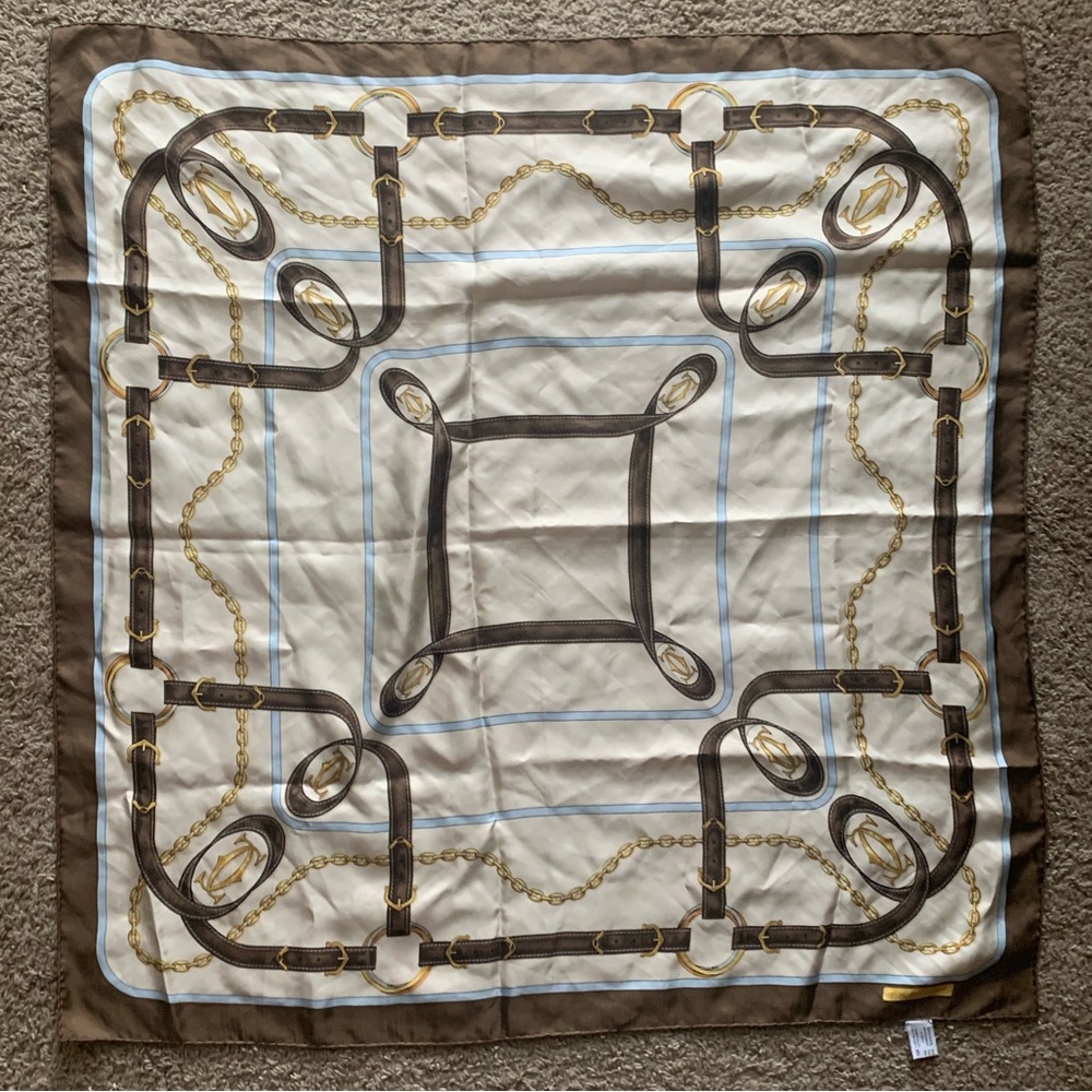 100% Silk Vintage Cartier Twill/Scarf *AUTHENTIC*